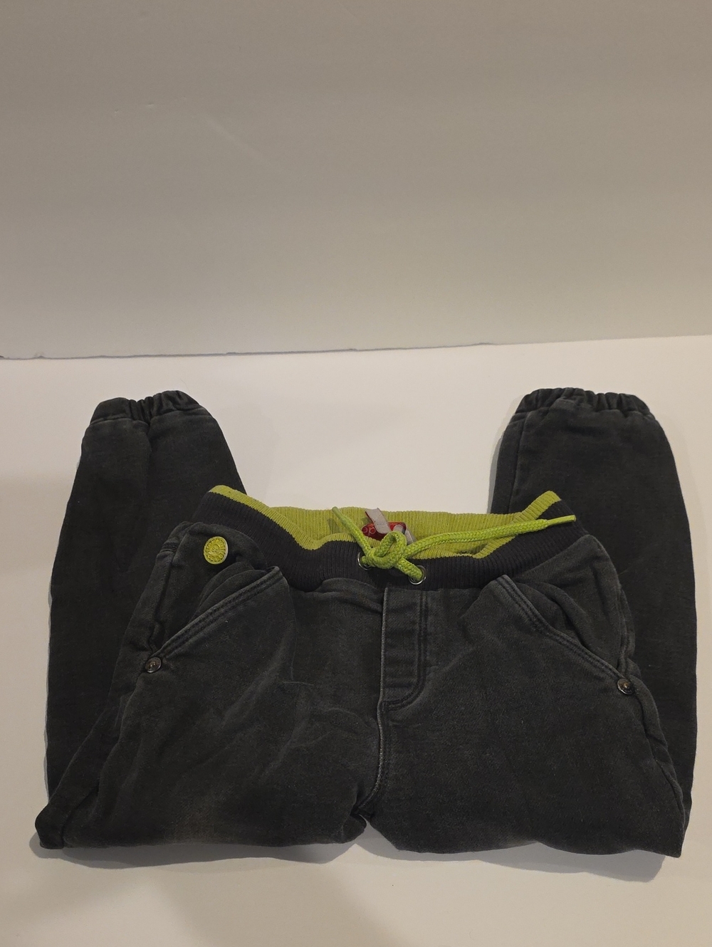 Boboli Kids Black Jogger Pants with Lime Accents Size 3 98cm